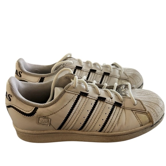 Adidas Originals Superstar Sneaker Kids Sz 3.5 White Low Top Sneakers Lace Up - Picture 1 of 5
